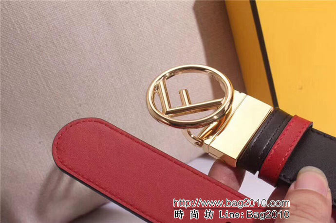 FENDI芬迪 雙面兩用皮帶 釘扣式帶扣 進口小牛皮 男士皮帶  xfp1199